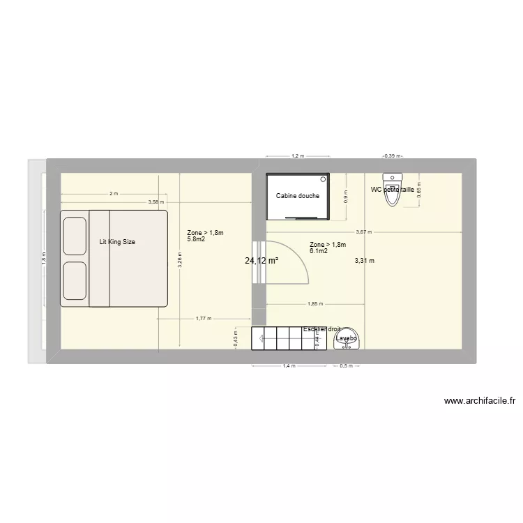 AKDAG T2. Plan de 3  et 47 m²