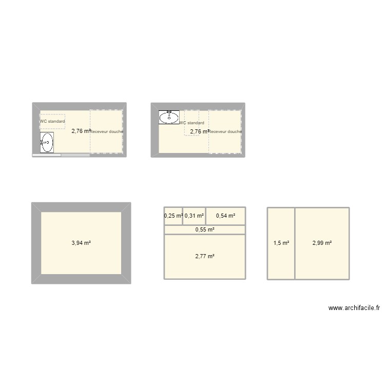 SDB H. Plan de 10 pièces et 18 m2