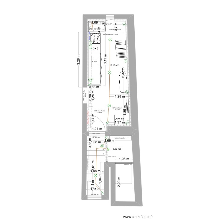 OUDIN LEJEUNE SOUS SOL. Plan de 7 pièces et 79 m2