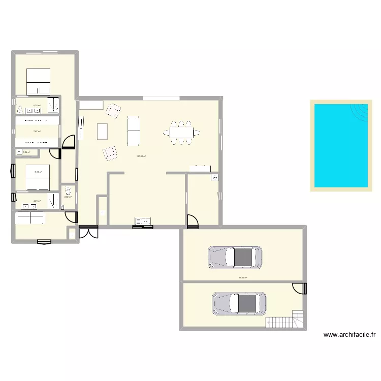 MAISON1. Plan de 8 pièces et 224 m²