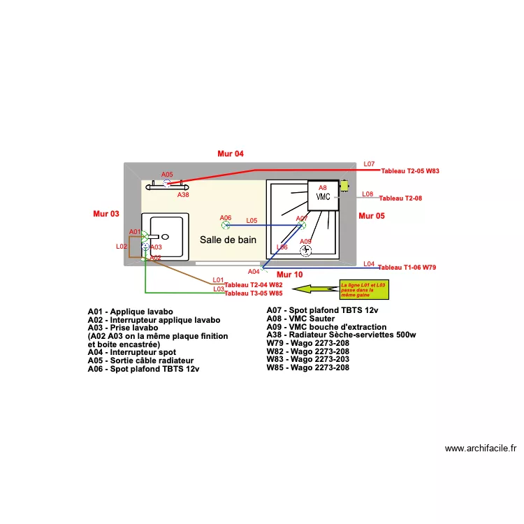Appt Fred - Plan 2 - Electricité salle de bain - 2023-12-23-17h00. Plan de Appt Fred - Plan 2 - Electricité salle de bain - 2023-12-23-17h00. Plan de