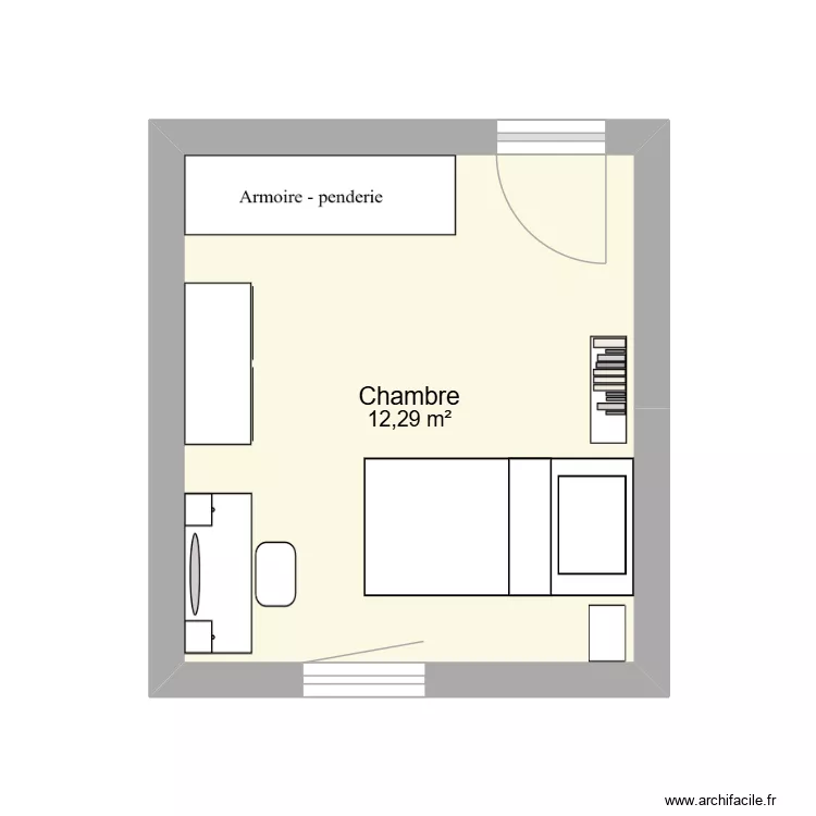 chambre nana. Plan de 1  et 12 m²