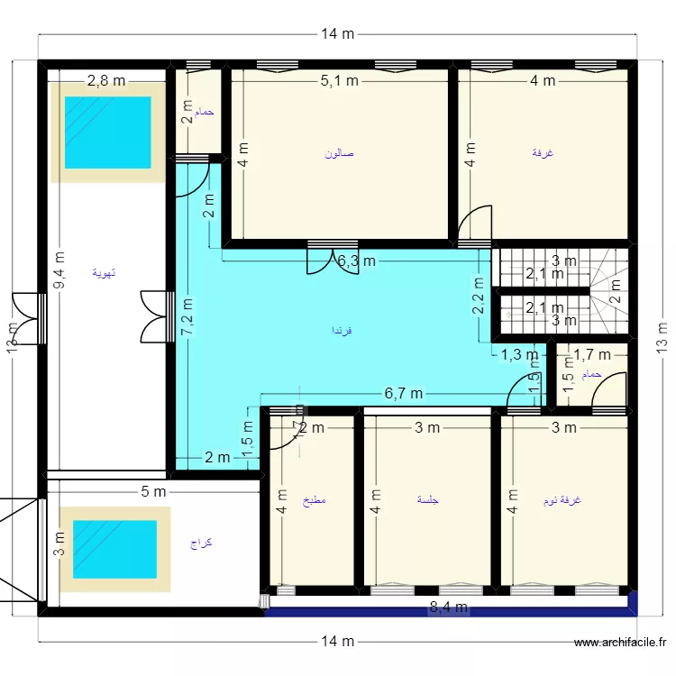 Plan 14X13 Client 20 02 01 20. Plan de 12  et 157 m²