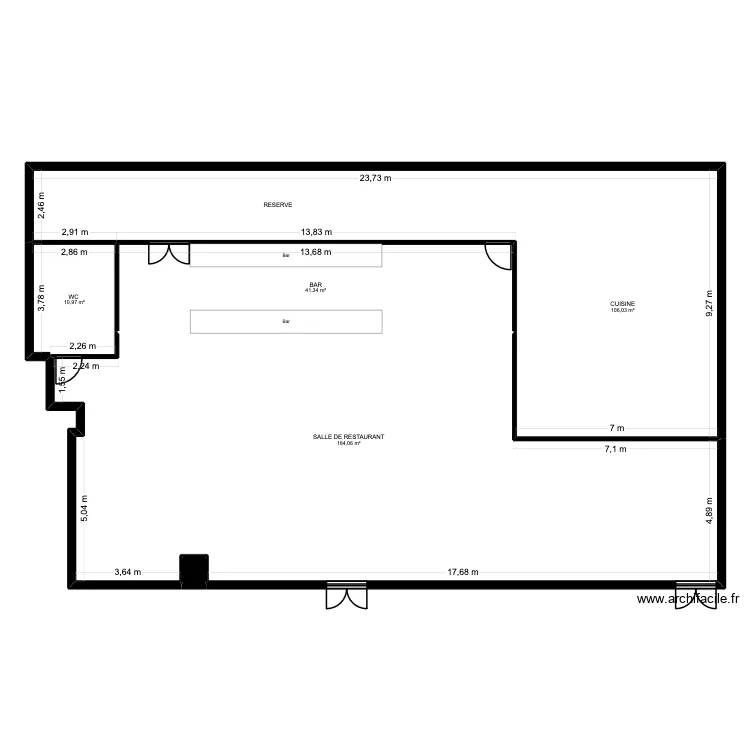 Plan Avant Travaux ARVE GRILL. Plan de 5  et 323 m²