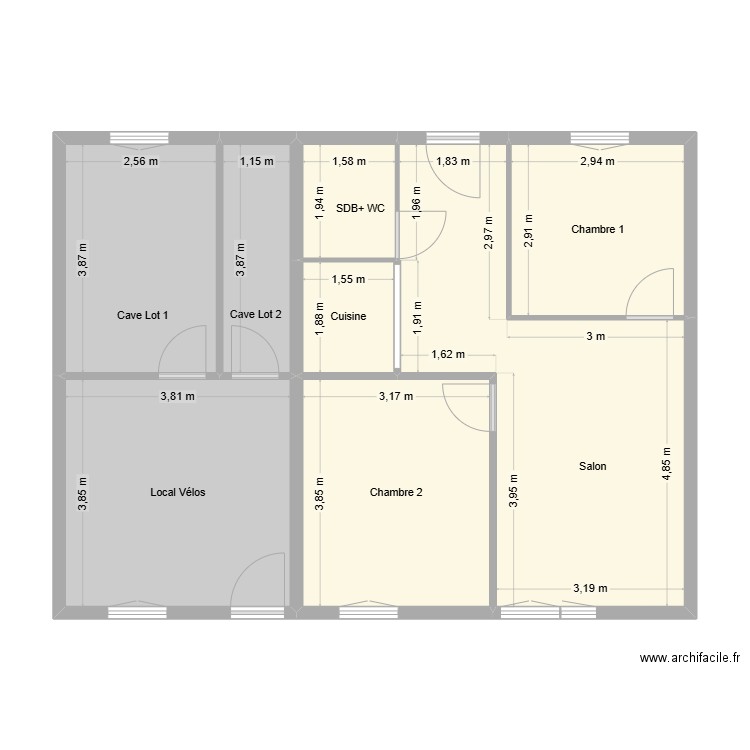 PlanRDC. Plan de 8 pièces et 78 m2