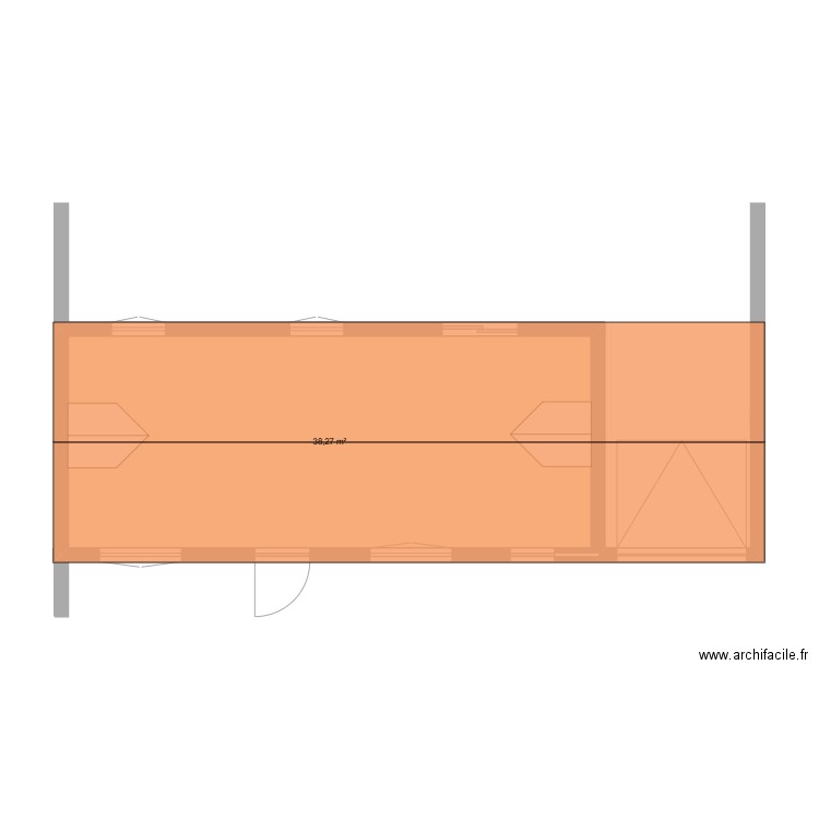 facade av. Plan de 1 pièce et 38 m2