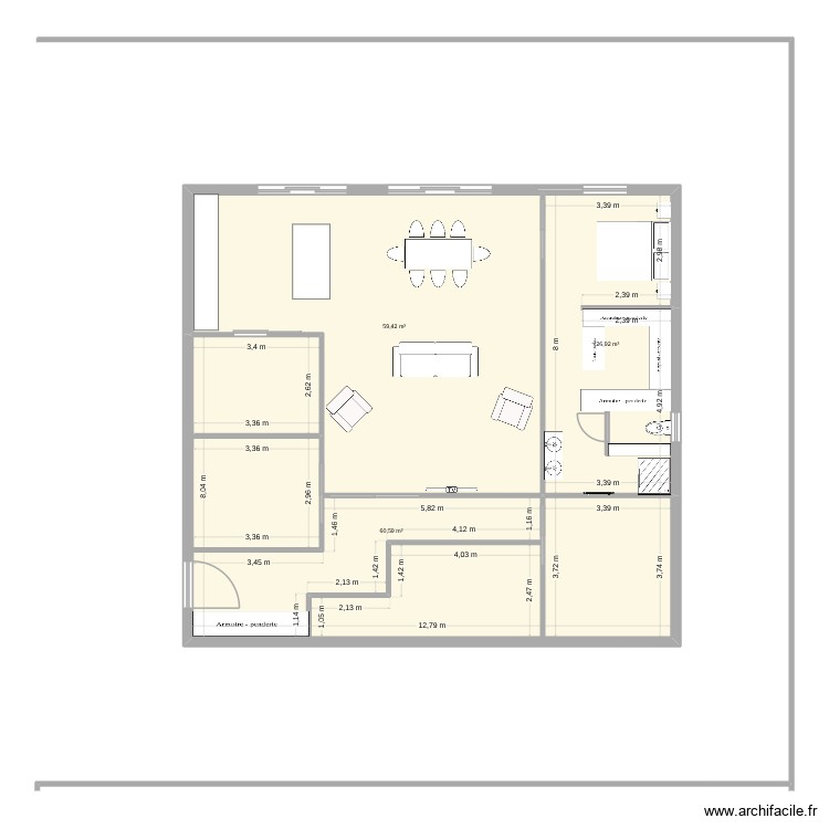 plan carr&eacute;. Plan de 0 pièce et 0 m2