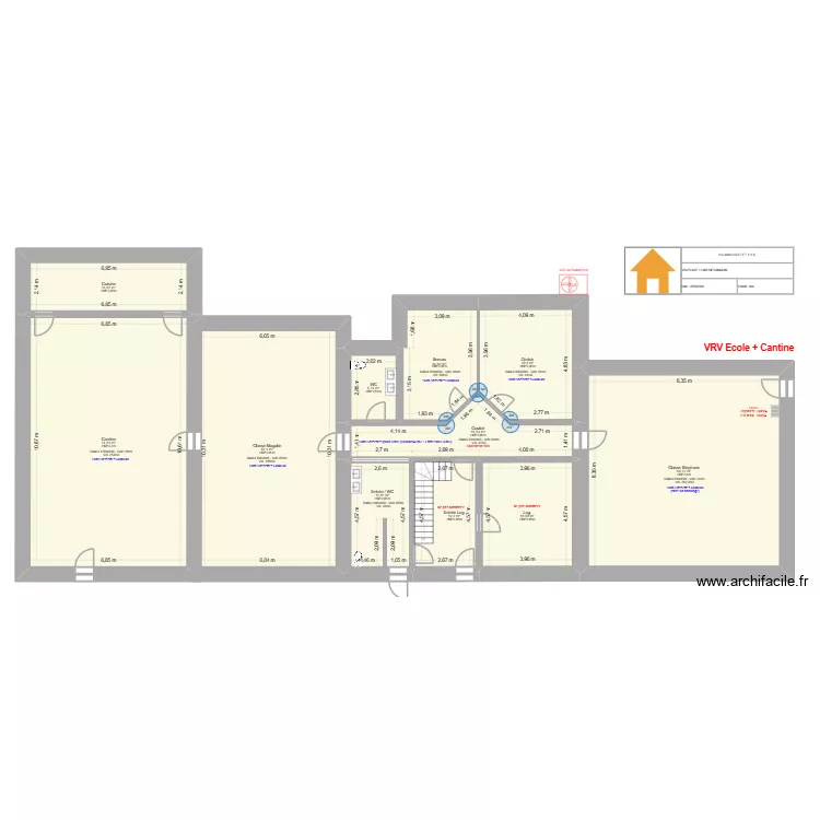 VRV ECOLE + CANTINE SAMAZAN. Plan de 11  et 318 m²