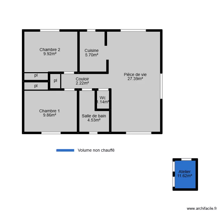 Batt Mesurage. Plan de 7  et 25 m²