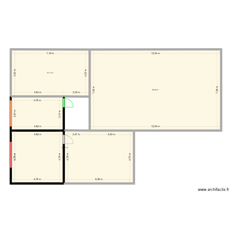 Mais 01. Plan de 3 pièces et 186 m2