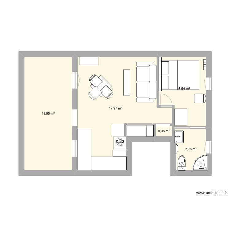 bruys. Plan de 5 pièces et 40 m2