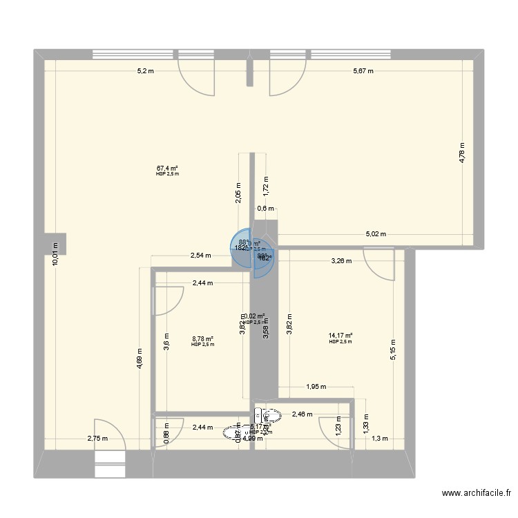 music access. Plan de 6 pièces et 96 m2