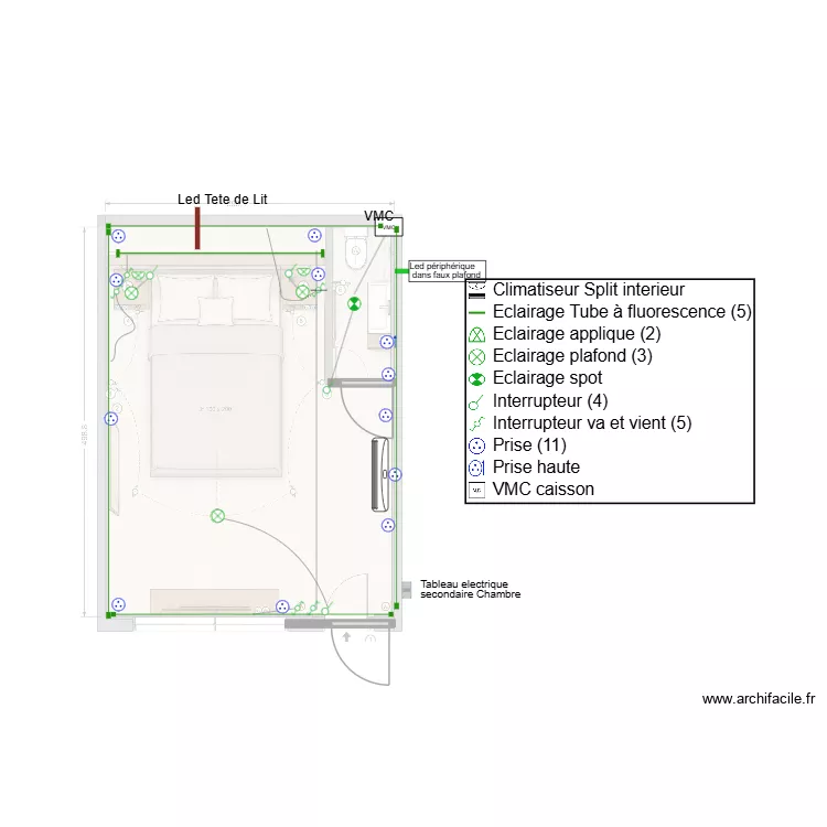 Chambre haut. Plan de Chambre haut. Plan de