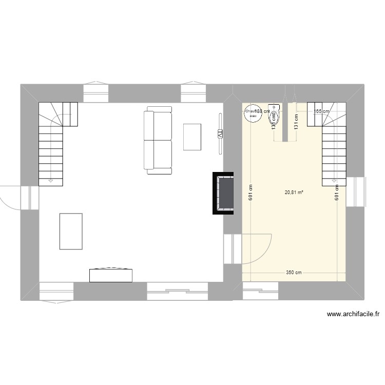 maison - Plan 1 pièce 21 m2 dessiné par brakenne