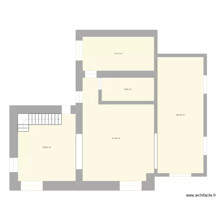 plan maison RDC. Plan de 5 pièces et 101 m²