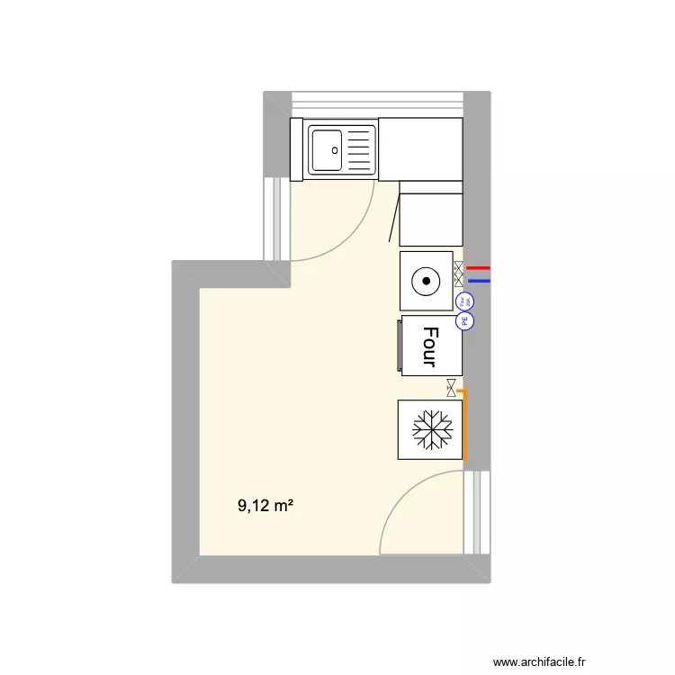 cuisine. Plan de 1 et 9 m² cuisine. Plan de 1 et 9 m²