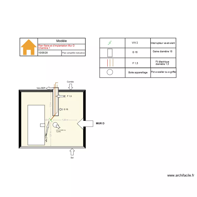 plan filaire chambre 1 mur D. Plan de 1 et 9 m² plan filaire chambre 1 mur D. Plan de 1 et 9 m²