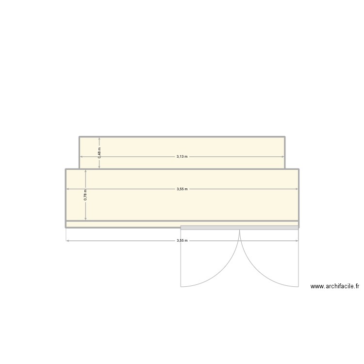 BALCON. Plan de 3 pièces et 5 m2