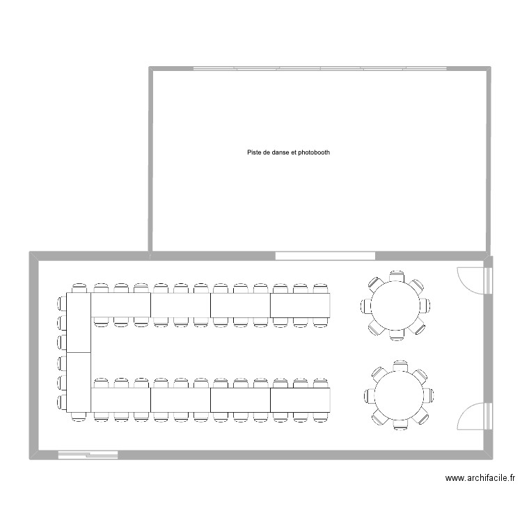 salle. Plan de 2 pièces et 130 m2