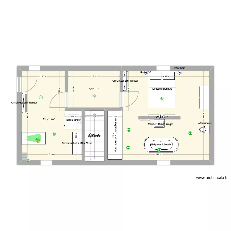 simon. Plan de 4  et 43 m²