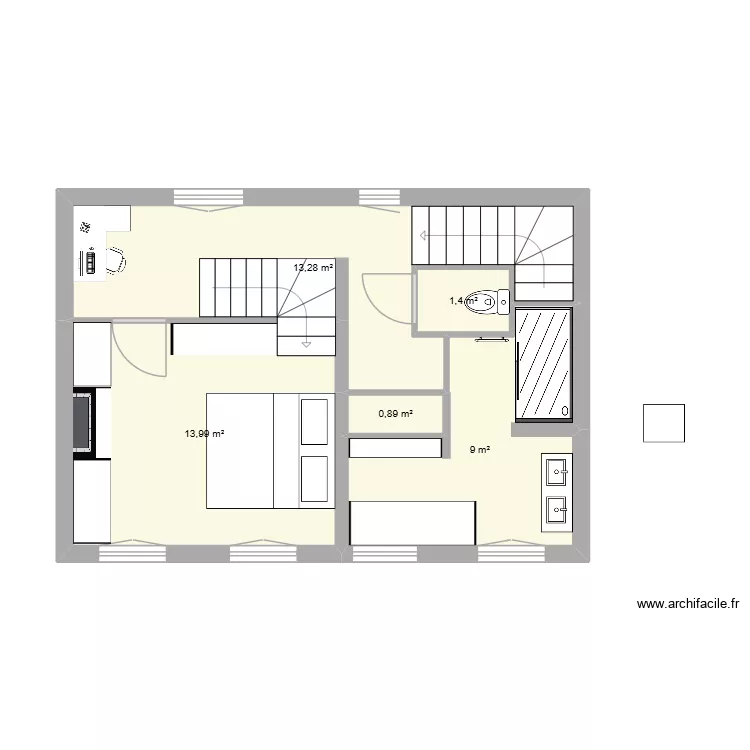 1ER ETAGE. Plan de 5 et 39 m² 1ER ETAGE. Plan de 5 et 39 m²