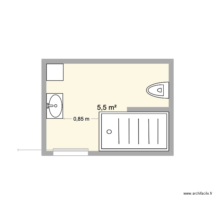 DENOZ. Plan de 1 pièce et 6 m2