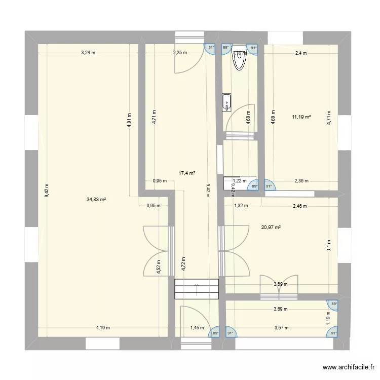 maison papy. Plan de 4  et 84 m²
