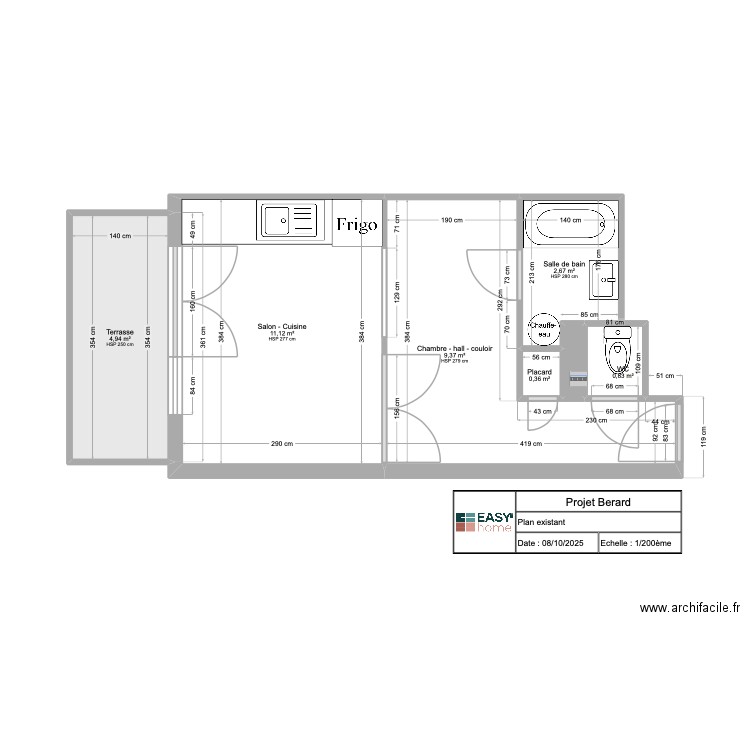 Projet Berard. Plan de 7 pièces et 30 m2