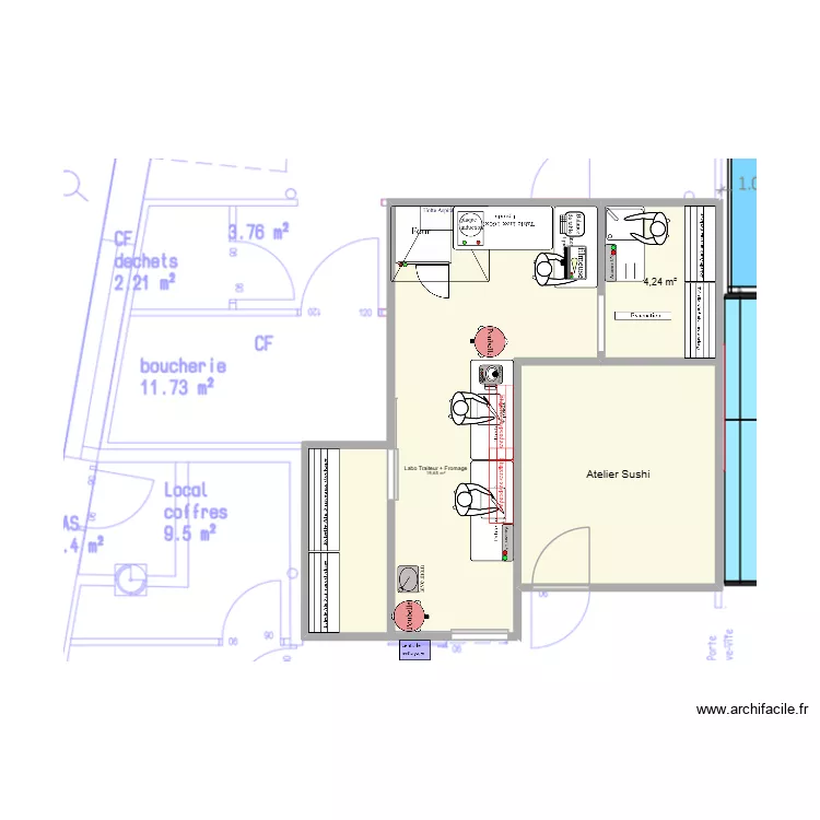 Labo Lyon Félix V1. Plan de 3 et 35 m² Labo Lyon Félix V1. Plan de 3 et 35 m²