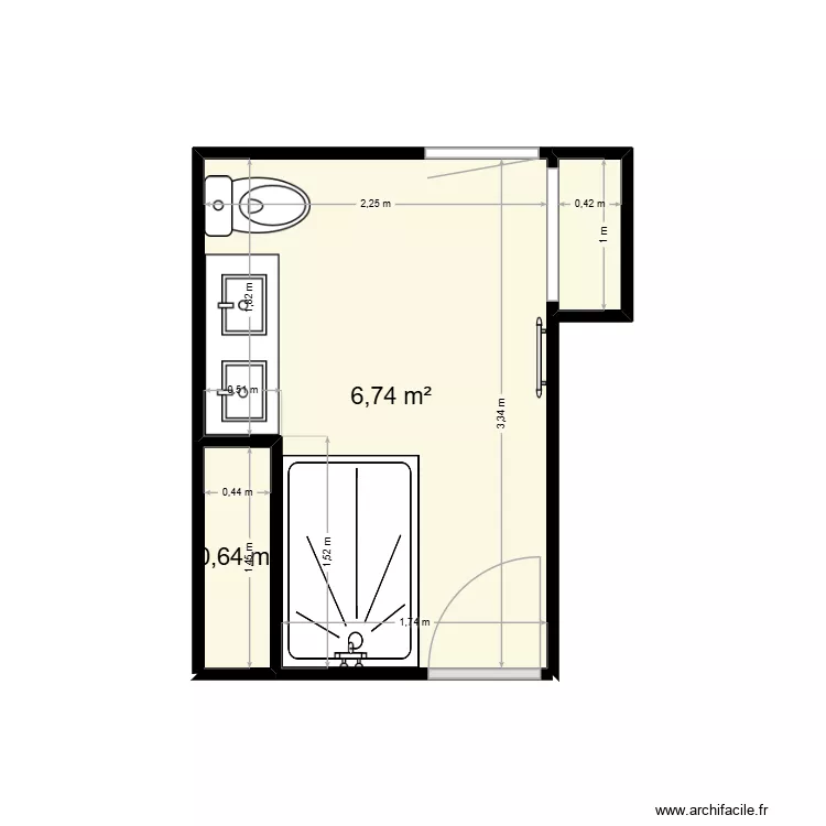 Projet Sdb - Beau v1. Plan de 3 et 8 m² Projet Sdb - Beau v1. Plan de 3 et 8 m²