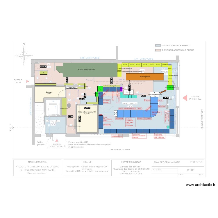Pcie RDC v20/8/25 avec identification. Plan de 2 pièces et 11 m2