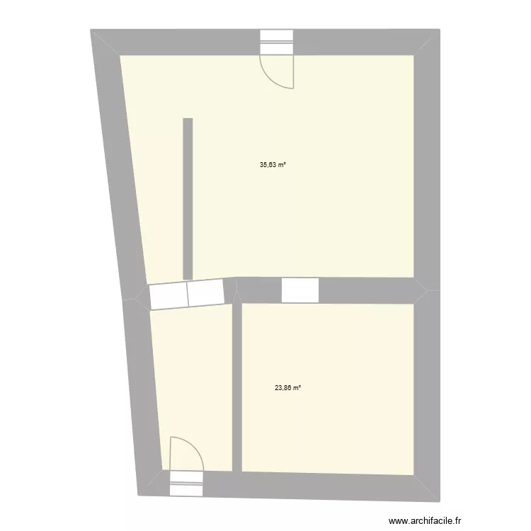 Maison portalet RDC. Plan de 2  et 59 m²