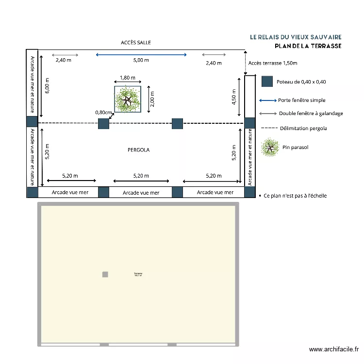 Mariage. Plan de 1 pièce et 190 m²
