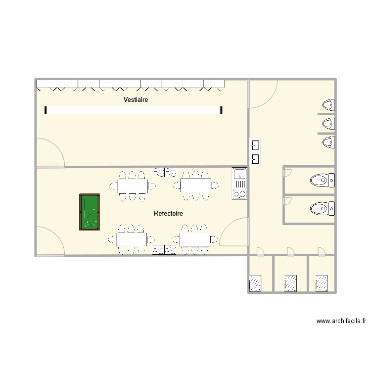 Base vie reha. Plan de 6 pièces et 43 m2