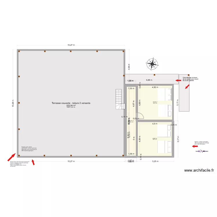 BATIMENT CAMPING LAC GRANDE FOURCHE aire pret a camper etage. Plan de 4  et 285 m²