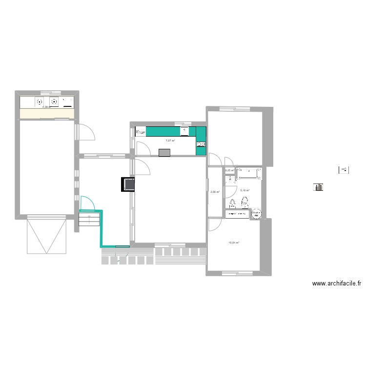 dan 299 plan sans meuble. Plan de 6 pièces et 29 m2