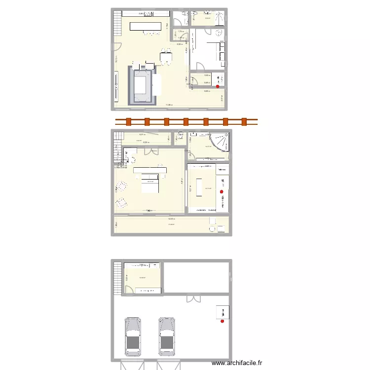 dan 299 plan sans meuble. Plan de 9 pièces et 225 m²
