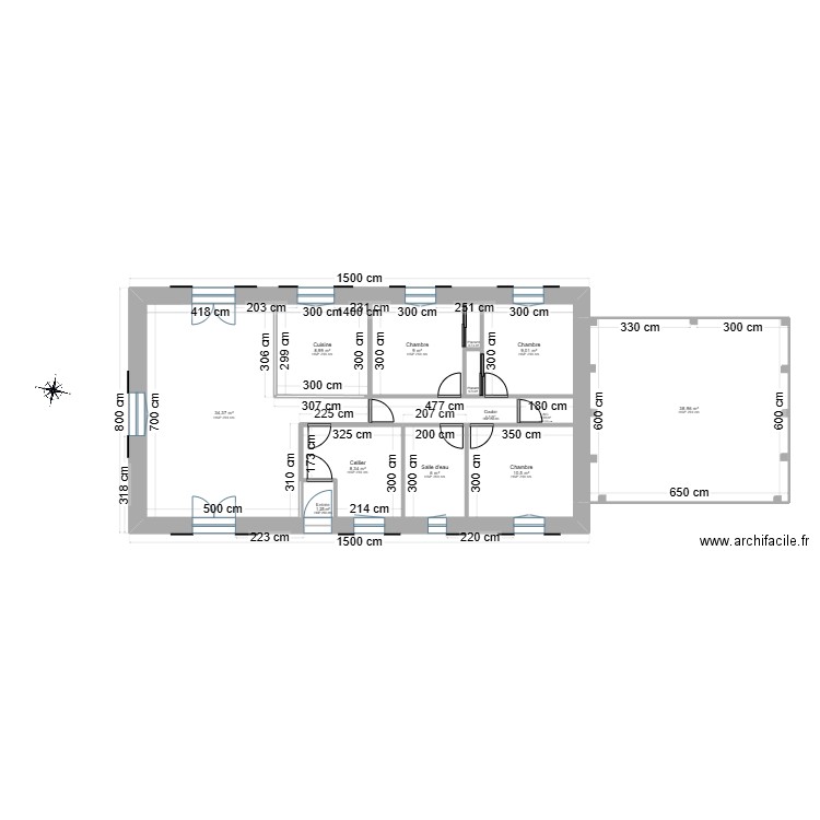 plan n10. Plan de 14 pièces et 232 m2
