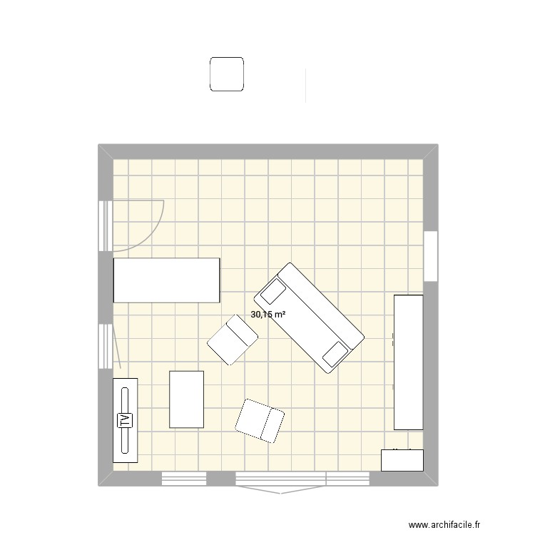 Cuisine. Plan de 1 pièce et 30 m2
