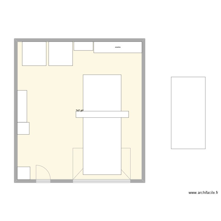 garage. Plan de 1 pièce et 69 m2