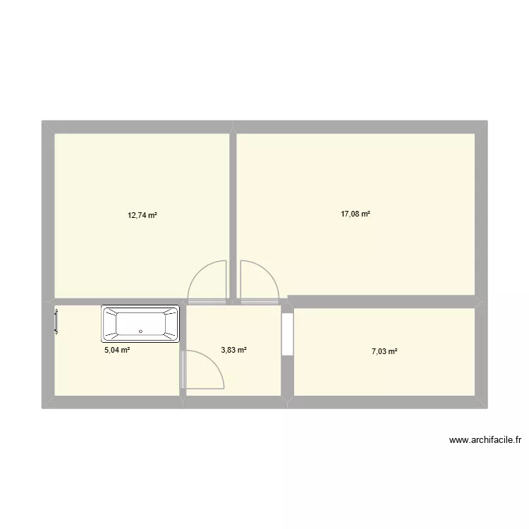 Grenier. Plan de 5 pièces et 46 m²