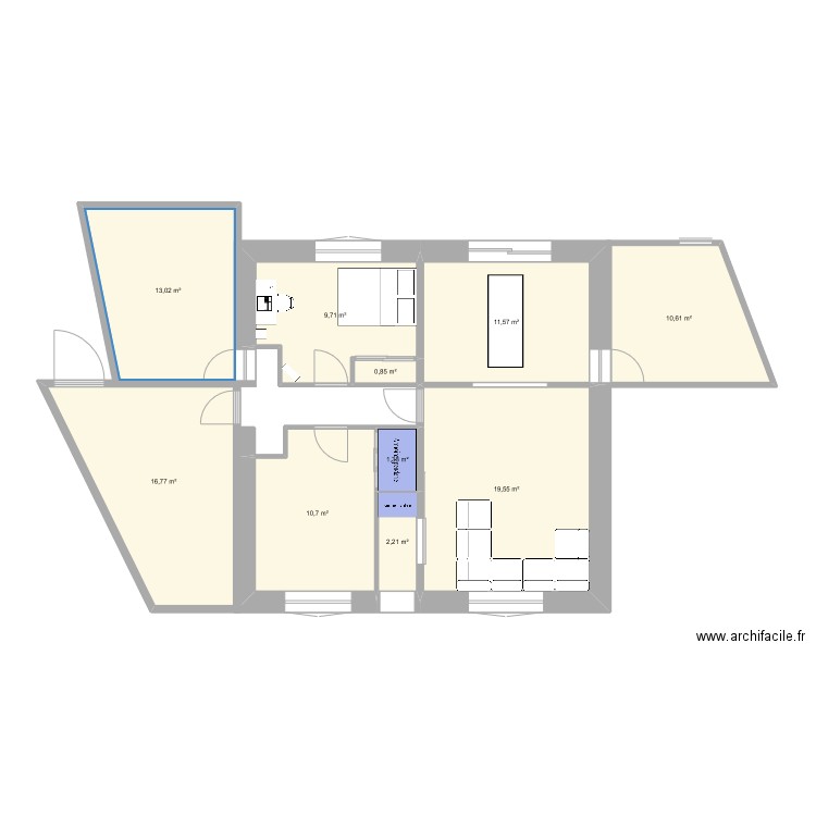 Maison Judic. Plan de 9 pièces et 96 m2