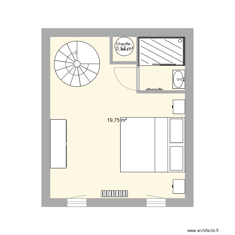 souchon r+1. Plan de 2 pièces et 20 m2