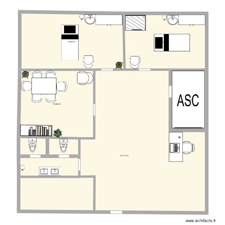 Co-intervention:Mon institut. Plan de 7 pièces et 245 m2