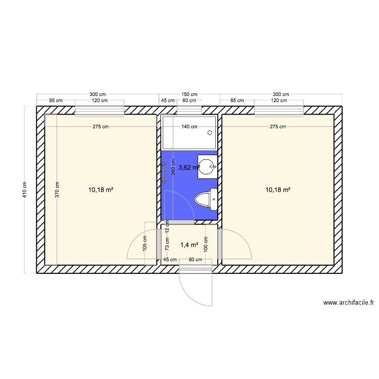 cabanon paviot. Plan de 4 pièces et 25 m2