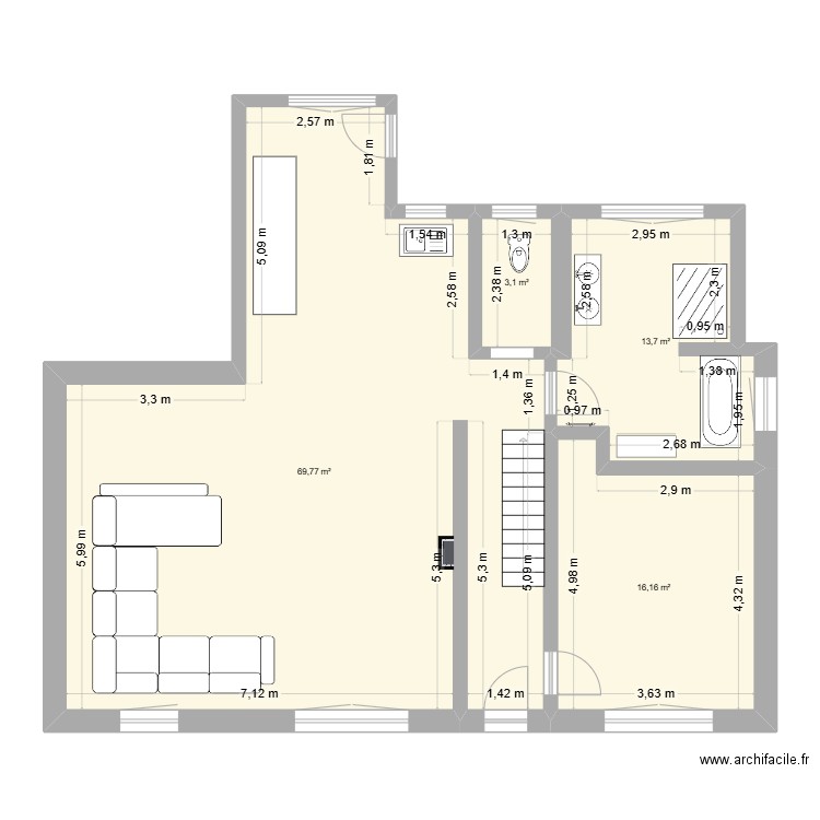 plan ander. Plan de 4 pièces et 103 m2