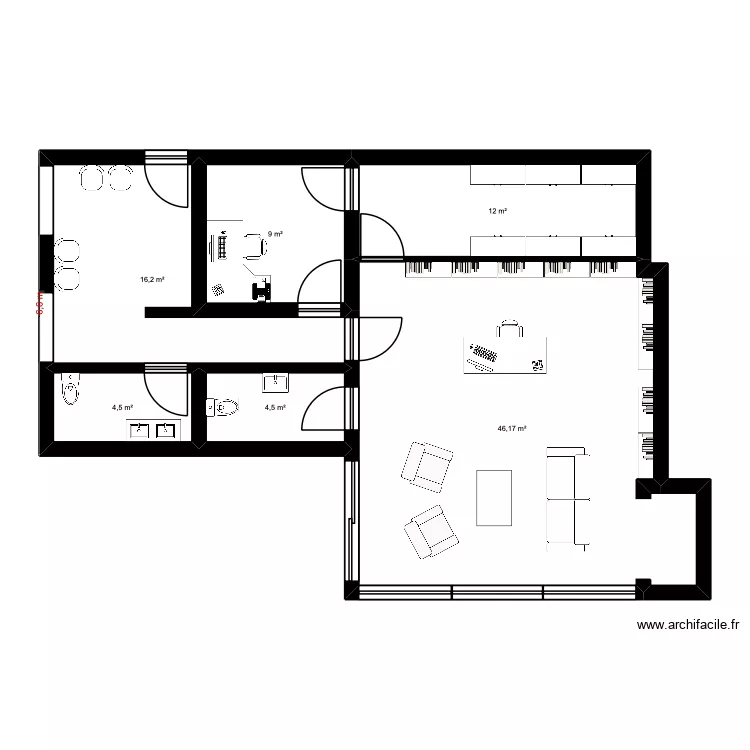 roumaisssa cabinet d\'avocat. Plan de 6  et 92 m²