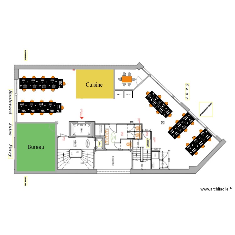 3ème étage - 9 Ferry. Plan de 1 pièce et 30 m2