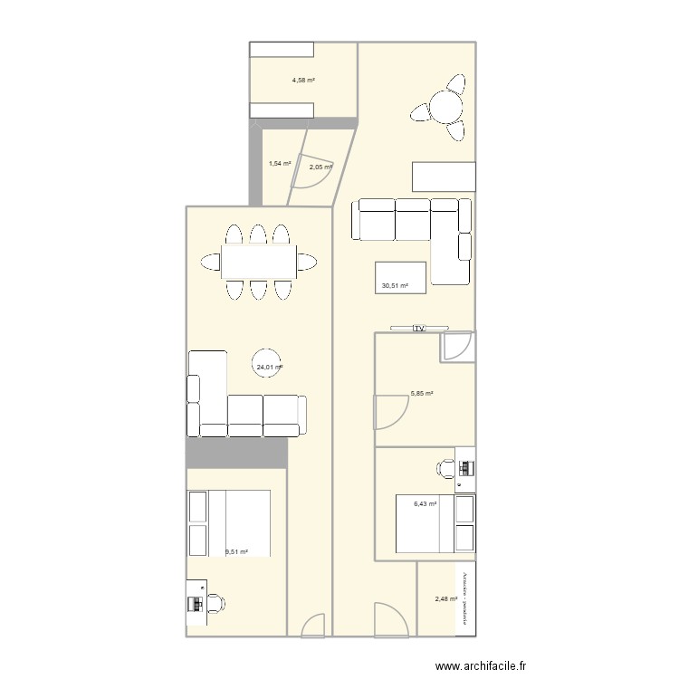 Alex 1. Plan de 9 pièces et 87 m2