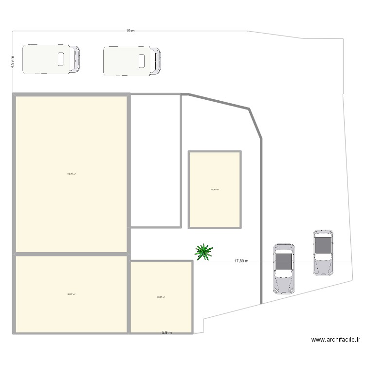 la gr. Plan de 4 pièces et 223 m2